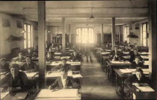 Ak Anvers Antwerpen Flandern, Vakschool voor Werktuigkunde Scheepsbouw, Teekenzaal