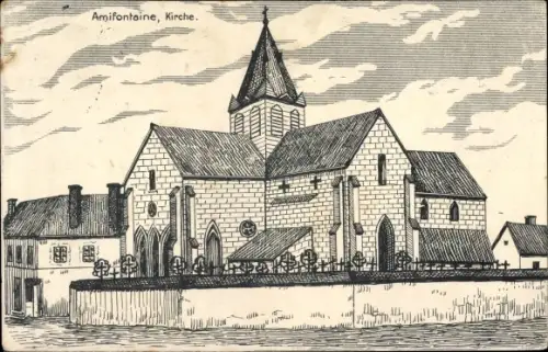 Künstler Ak Amifontaine Aisne, Kirche