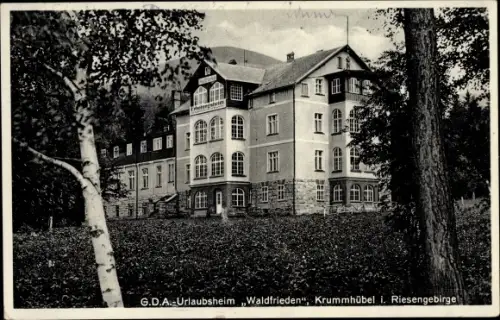 Ak Karpacz Krummhübel im Riesengebirge Schlesien, GDA Urlaubsheim Waldfrieden