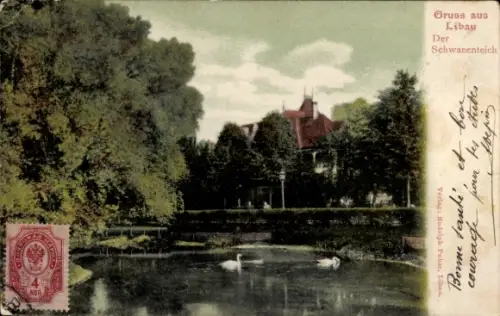 Ak Liepaja Libau Lettland, Schwanenteich