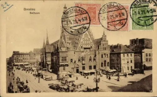 Ak Wrocław Breslau Schlesien, Rathaus