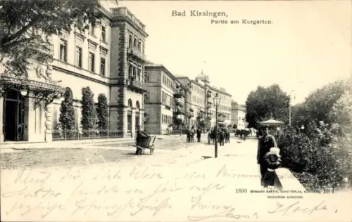 Ak Bad Kissingen Unterfranken Bayern, am Kurgarten