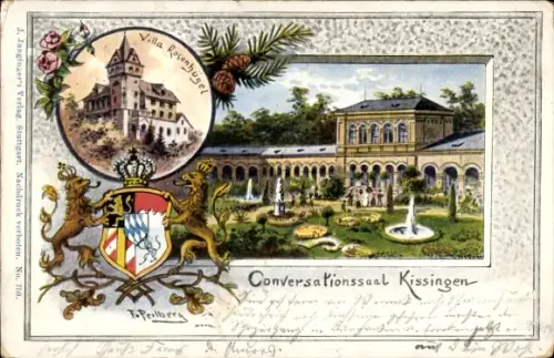 Künstler Ak Perlberg, F., Bad Kissingen Unterfranken, Konversationssaal, Villa Rosenhügel, Wappen