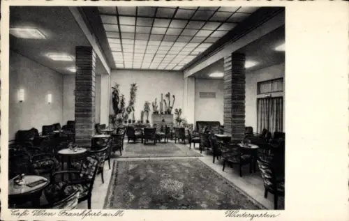 Ak Frankfurt am Main, Cafe Wien, An der Hauptwache, Innenansicht, Wintergarten