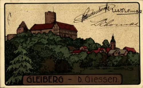 Steindruck Ak Krofdorf Gleiberg Wettenberg in Hessen, Burg, Ort