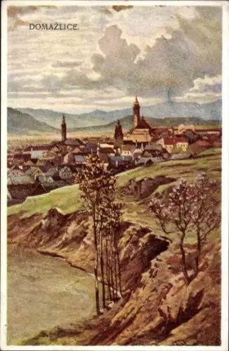 Künstler Ak Marak, J., Domažlice Taus Region Pilsen, Gesamtansicht