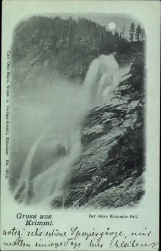 Mondschein Ak Krimml in Salzburg, Krimmler Fall