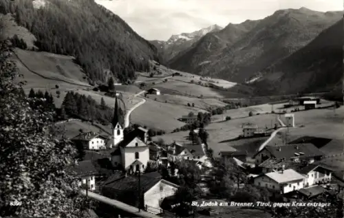 Ak Sankt Jodok am Brenner Tirol, Gesamtansicht, Kraxenträger