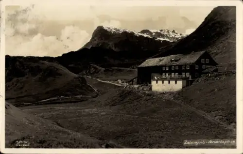Foto Ak Galtür in Tirol, Zeinisjoch Haus, Gasthaus Zeinisjoch, Bes. Josef Lorenz