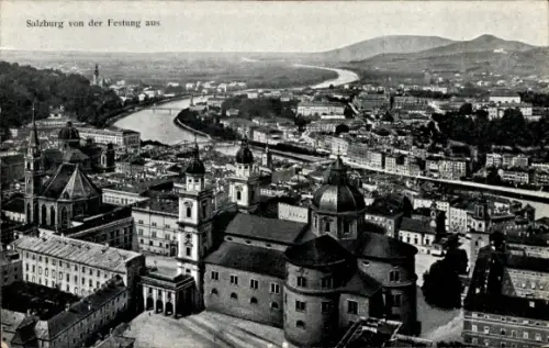 Ak Salzburg in Österreich, Panorama von  Festung, Fluss, Stadtansicht