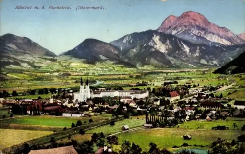 Ak Admont Steiermark, Gesamtansicht mit dem Buchstein