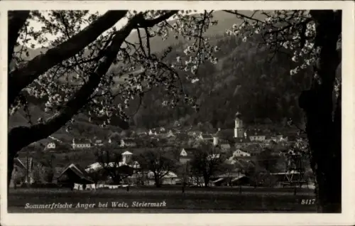 Ak Anger bei Weiz Steiermark, Durchblick zum Ort