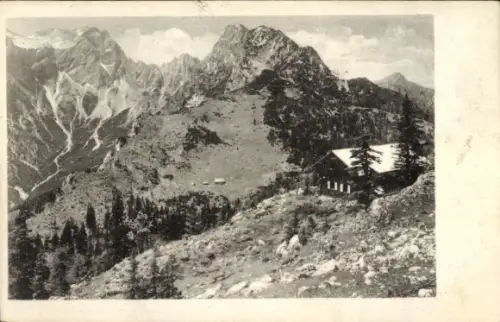 Ak Steiermark, Ennstaler Hütte gegen Großen und Kleinen Buchstein