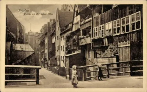 Ak Wrocław Breslau Schlesien, An der alten Ohle