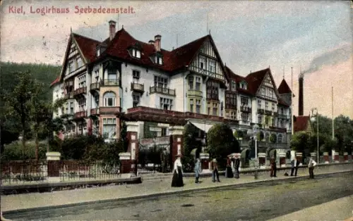 Ak Kiel in Schleswig Holstein, Logirhaus Seebadeanstalt, Totalansicht, Straßenseite