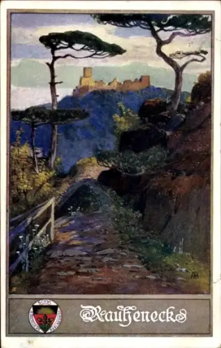 Künstler Ak Ebern Unterfranken, Burg Rauheneck, Deutscher Schulverein