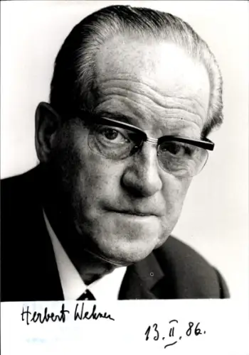 Foto Politiker Herbert Wehner, Autogramm