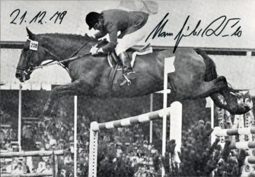 Ak Springreiten, H.G. Winkler auf Torphy, Autogramm