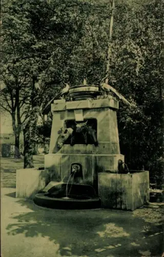 Ak Darmstadt in Hessen, Tierschutzbrunnen, Passel-Brunnen