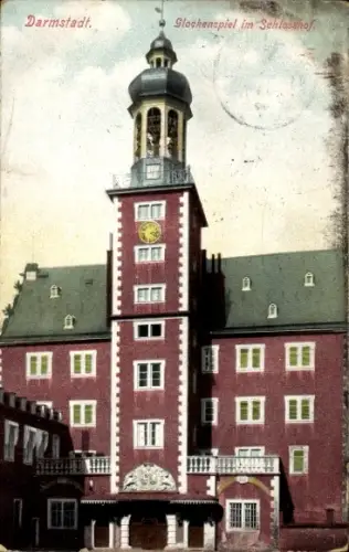 Ak Darmstadt in Hessen,  Glockenspiel im Schlosshof