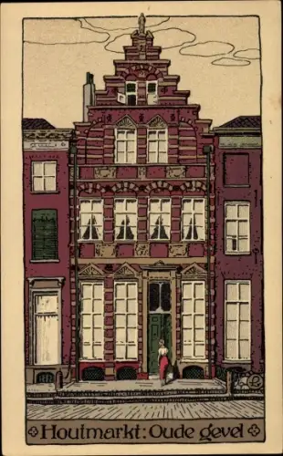 Steindruck Ak Zutphen Gelderland, Houtmarkt: Oude gevel