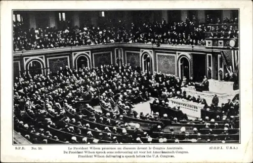 Ak Präsident Wilson hält eine Rede im Amerikanischen Kongress