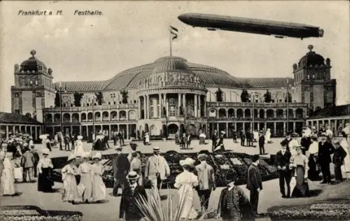 Ak Frankfurt am Main, Festhalle, Zeppelin