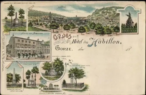 Litho Gorze Moselle, Hotel von Habillon, Denkmal, Totalansicht