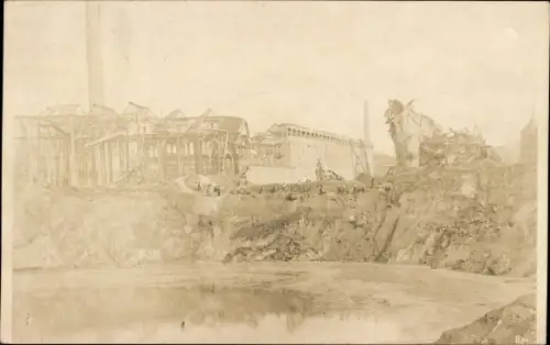Foto Ak Oppau Ludwigshafen am Rhein, Explosion des Stickstoffwerkes 1921, Ruinen
