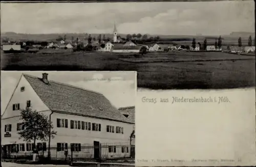 Ak Niedereulenbach Rottenburg an der Laaber, Gesamtansicht, Brunersche Krämerei