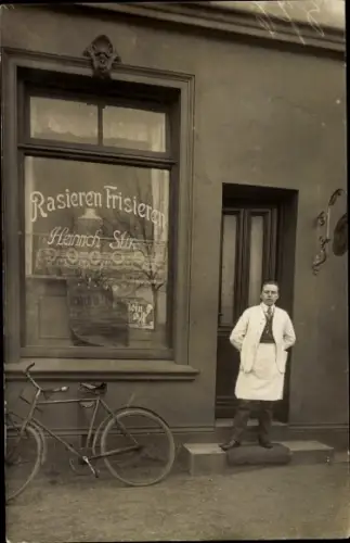 Foto Ak Hamburg Wandsbek, Friseur Heinrich Stix, Volksdorfer Str. 115, Fahrrad, ca. 1911