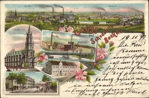 Litho Bockwa Schedewitz Zwickau in Sachsen, Konsumverein, Kämmgarnspinnerei Petrikowsky & Co.