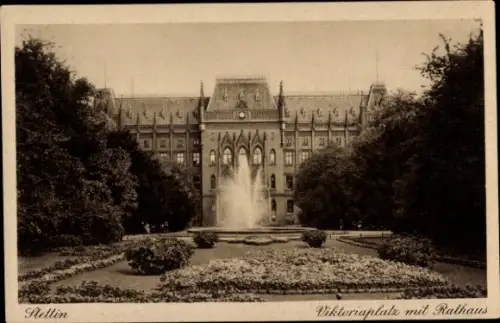 Ganzsachen Ak Szczecin Stettin Pommern, Viktoriaplatz mit Rathaus