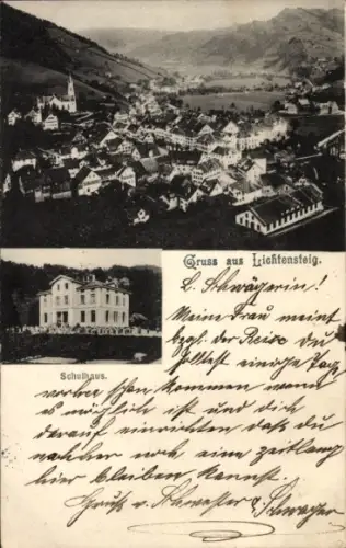 Ak Lichtensteig Kanton Sankt Gallen, Gesamtansicht, Schulhaus