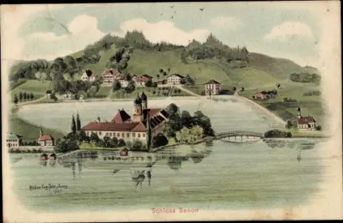 Künstler Ak Felle, Eugen, Seeon Seebruck am Chiemsee Oberbayern, Schloss Seeon