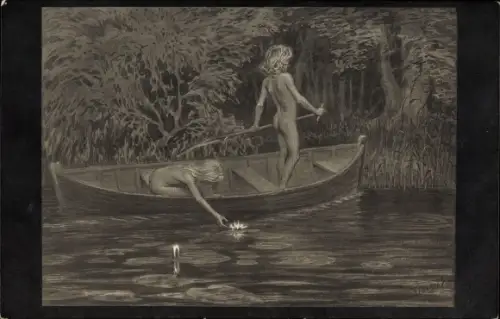 Jugendstil Künstler Ak Fidus, Nr. 50 Wasserrosen