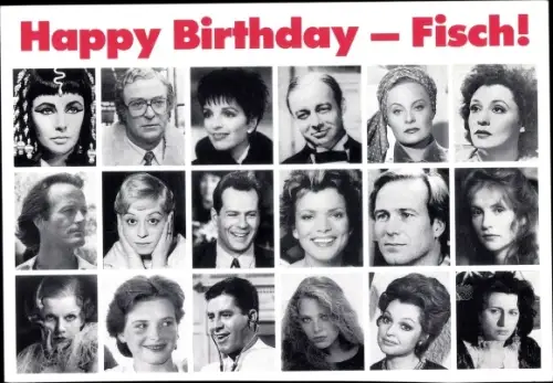 Ak Sternzeichen Fische, Schauspieler, Elizabeth Taylor, Heinz Rühmann, Nadja Tiller, Uschi Glas