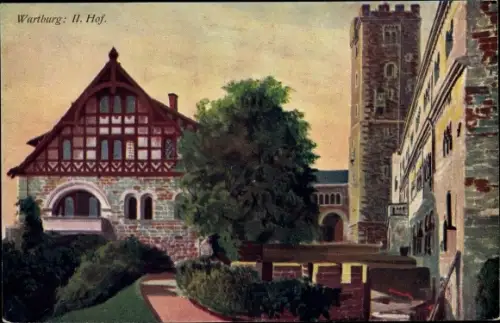 Künstler Ak Lutherstadt Eisenach in Thüringen, Wartburg, II Hof