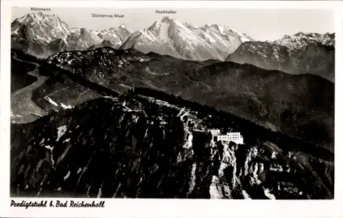 Ak Bad Reichenhall in Oberbayern, Predigtstuhl, Steinernes Meer, Hochkaltar, Watzmann, Luftbild