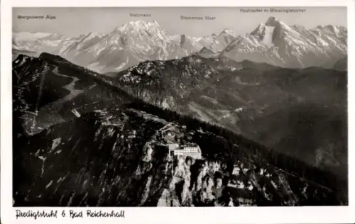 Ak Bad Reichenhall in Oberbayern, Blauelsgletscher, Watzmann, Fliegeraufnahme