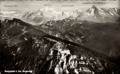 Ak Bad Reichenhall in Oberbayern, Blauelsgletscher, Watzmann, Fliegeraufnahme
