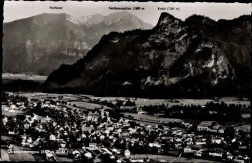Ak Oberammergau in Oberbayern, Berglandschaft, Norkaar, Notkoorspitze, Kofel, Fliegeraufnahme