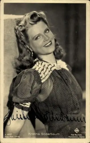 Ak Schauspielerin Kristina Söderbaum, Portrait, Autogramm