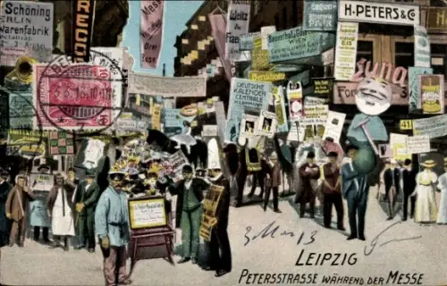 Ak Leipzig in Sachsen, Petersstraße während der Messe