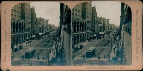 Stereo Foto Philadelphia Pennsylvania USA, Market Street