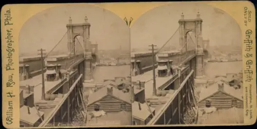 Stereo Foto Cincinnati, Ohio, USA, Suspension Bridge