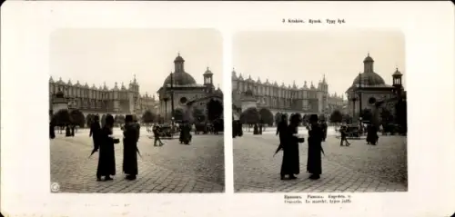 Judaika Stereo Foto Krakow Krakau Polen, Markt, jüdische Typen