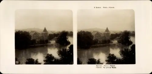 Stereo Foto Krakow Krakau Polen, Vue prise de Wawel