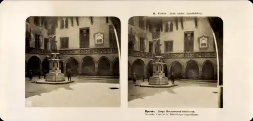 Stereo Foto Krakow Krakau Polen, Cour de la Bibliotheque Jagiellonne