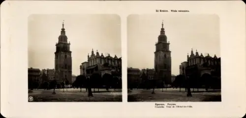 Stereo Foto Krakow Krakau Polen, Tour de Hotel de Ville